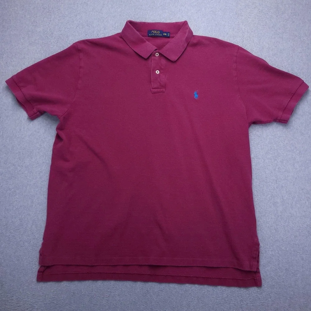 Polo Ralph Lauren Polo Shirt Mens 2XL Pink‎ Solid Cotton Pony Logo Casual Top